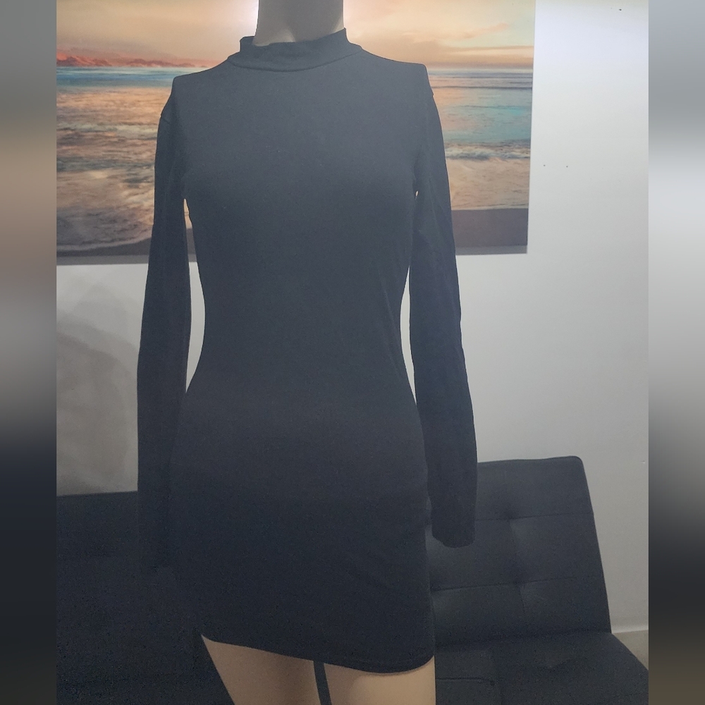 Forever 21 Black Mock Neck Bodycon Dress